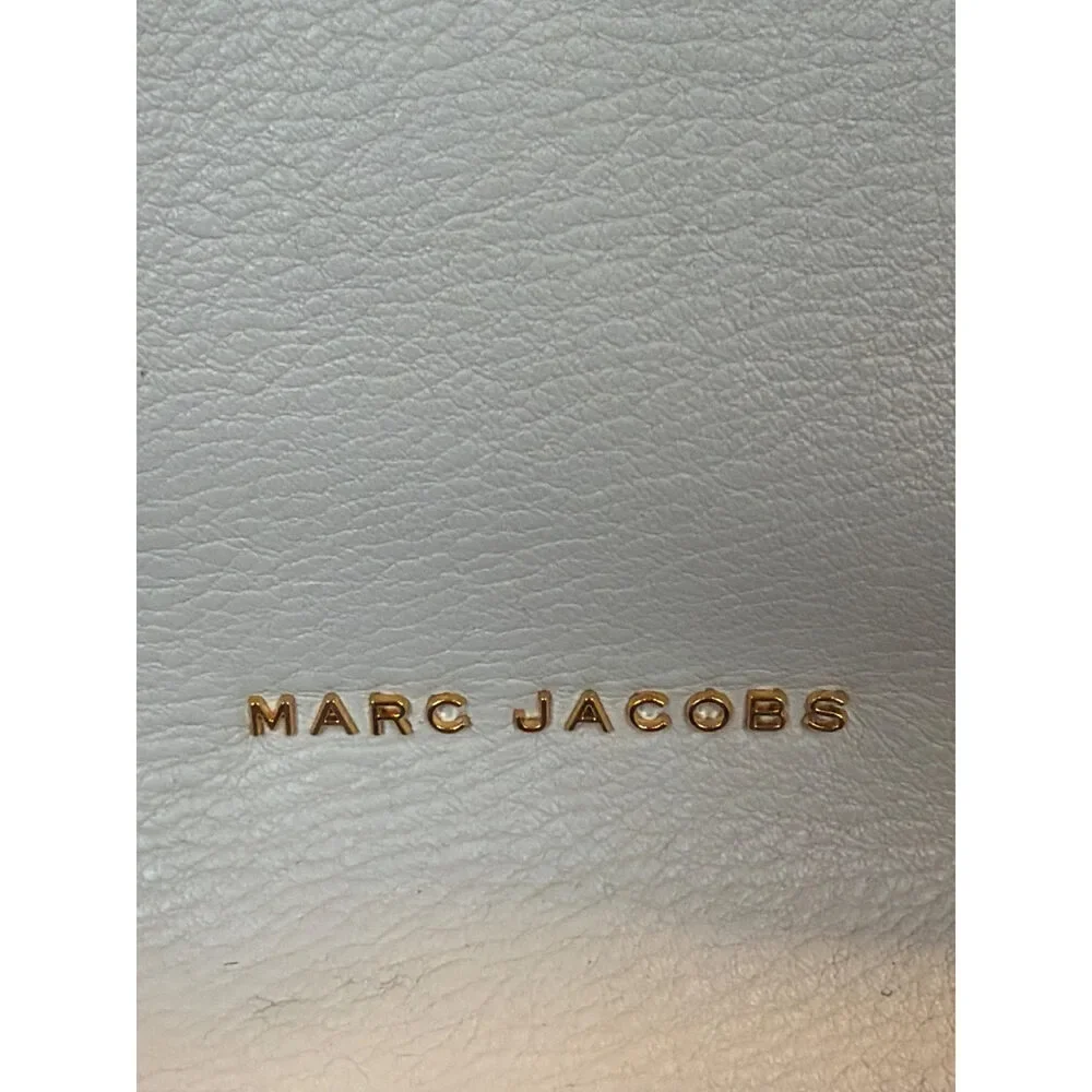 Marc Jacobs Cream Leather Varsity Backpack MJ Patch Gold Hardware